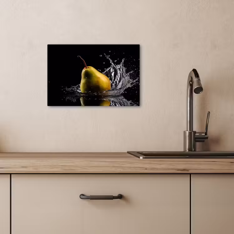 Leinwandbilder - Birne - Obst - Wasser - Schwarz — 4