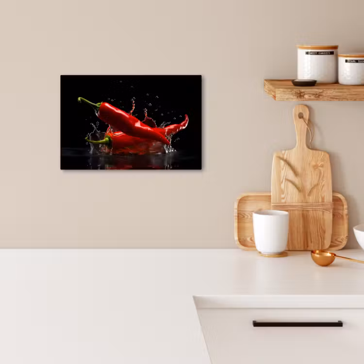 Leinwandbilder - Paprika - Rot - Schwarz - Wasser - Gemüse — 3