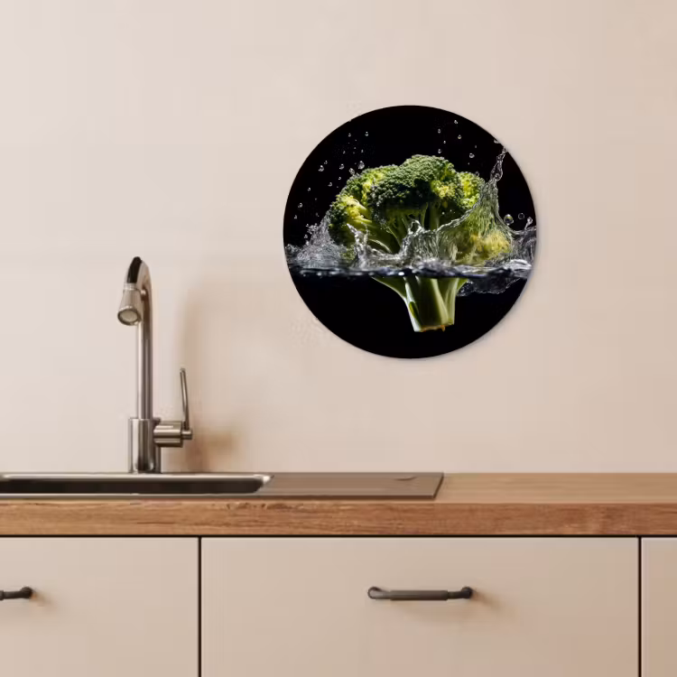 Runde Bilder - Brokkoli - Grün - Wasser - Schwarz — 4
