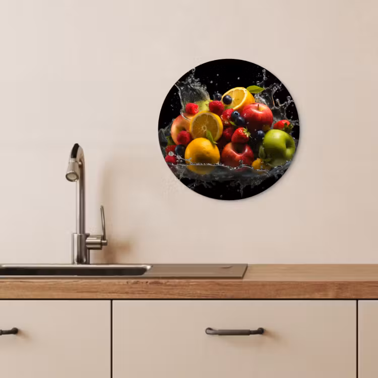 Runde Bilder - Obst - Apfel - Orange - Rote Früchte - Wasser — 4
