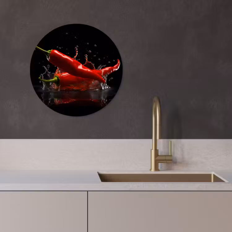 Runde Bilder - Paprika - Rot - Schwarz - Wasser - Gemüse — 2