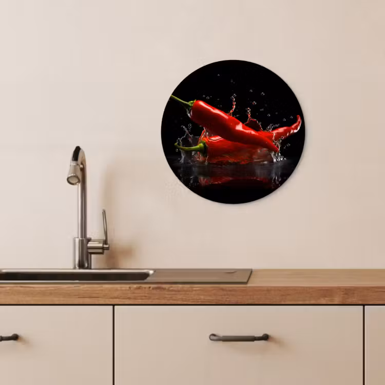 Runde Bilder - Paprika - Rot - Schwarz - Wasser - Gemüse — 3