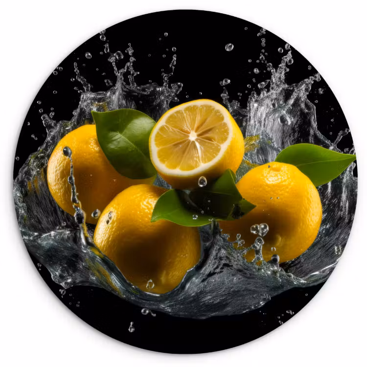 Runde Bilder - Zitrone - Obst - Gelb - Schwarz — 1