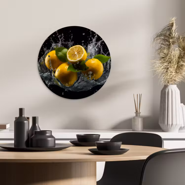 Runde Bilder - Zitrone - Obst - Gelb - Schwarz — 2