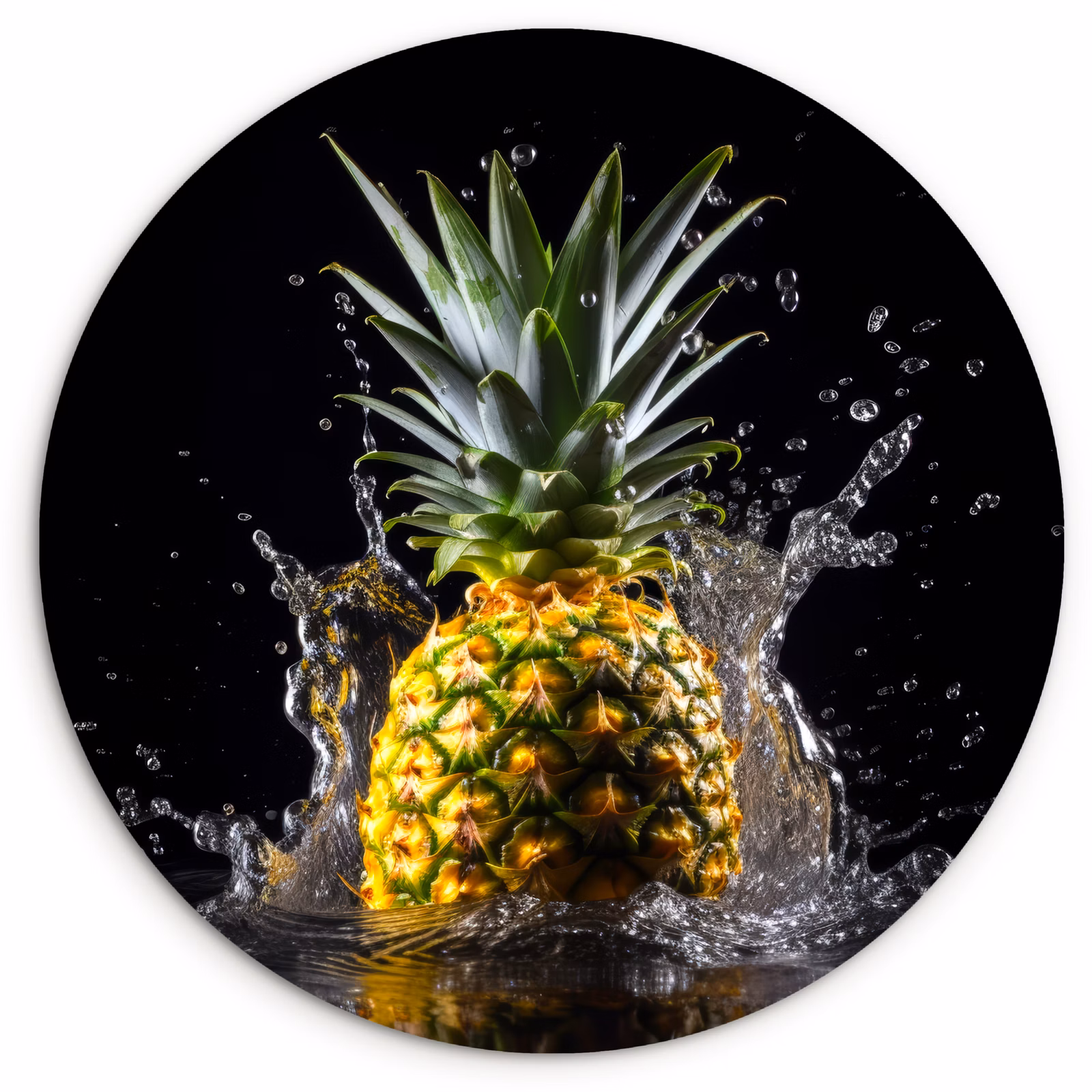 Runde Bilder - Ananas - Obst - Wasser - Pflanzen - Schwarz — 1