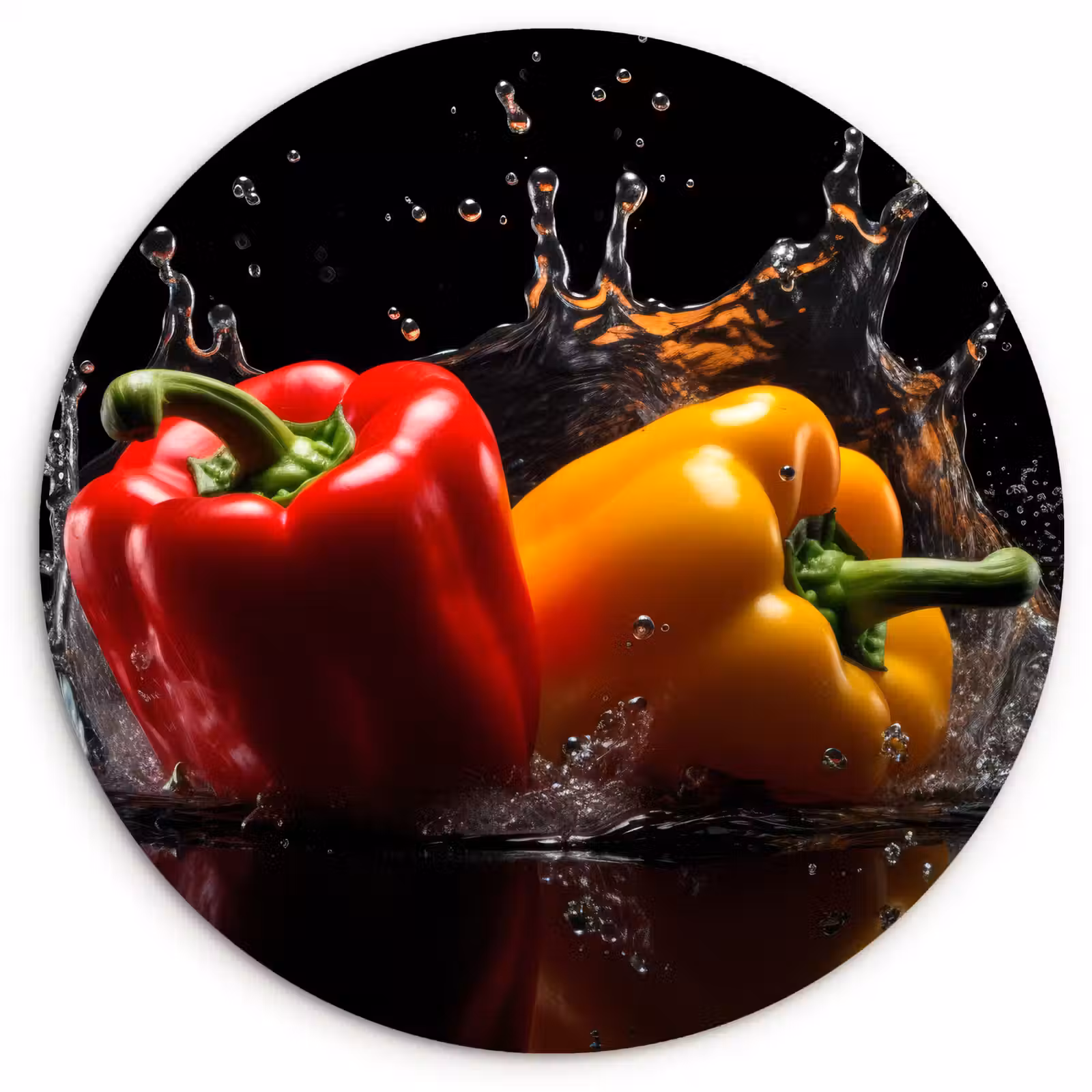 Runde Bilder - Paprika - Wasser - Schwarz - Gemüse - Rot - Gelb — 1