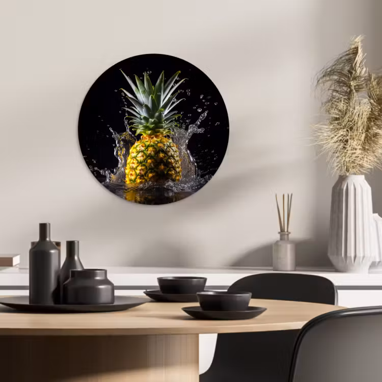 Runde Bilder - Ananas - Obst - Wasser - Pflanzen - Schwarz — 2