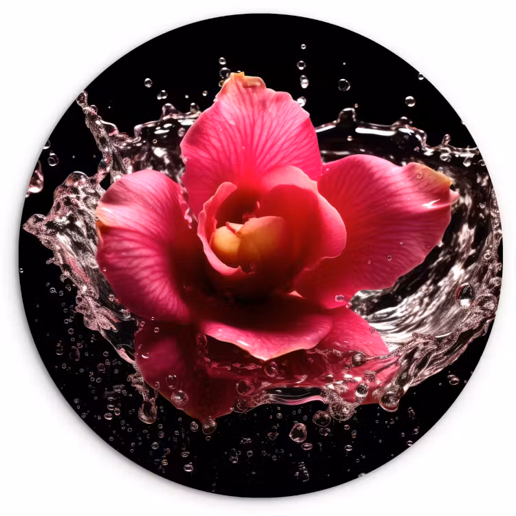 Runde Bilder - Blumen - Rosa - Wasser - Schwarz - Botanisch - Natur — 1