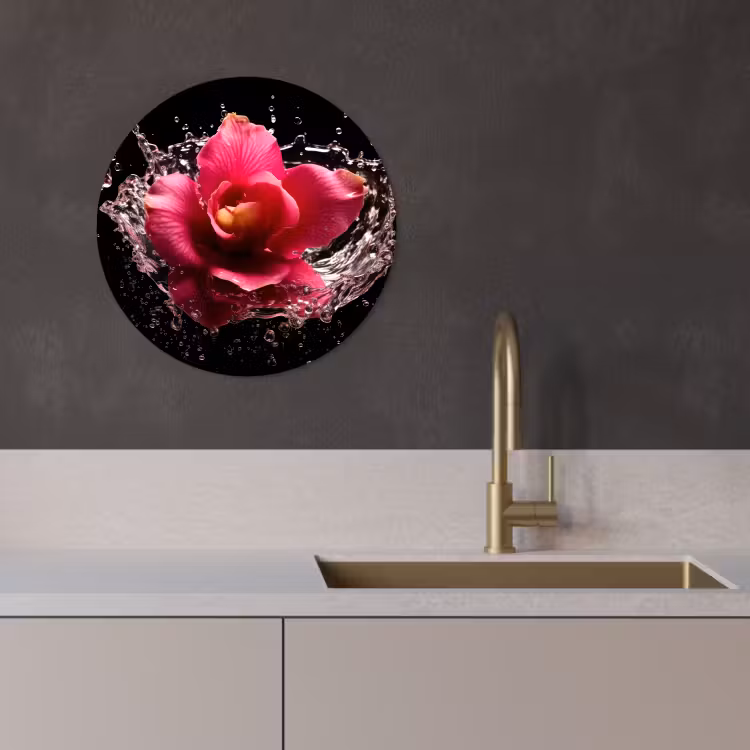 Runde Bilder - Blumen - Rosa - Wasser - Schwarz - Botanisch - Natur — 2