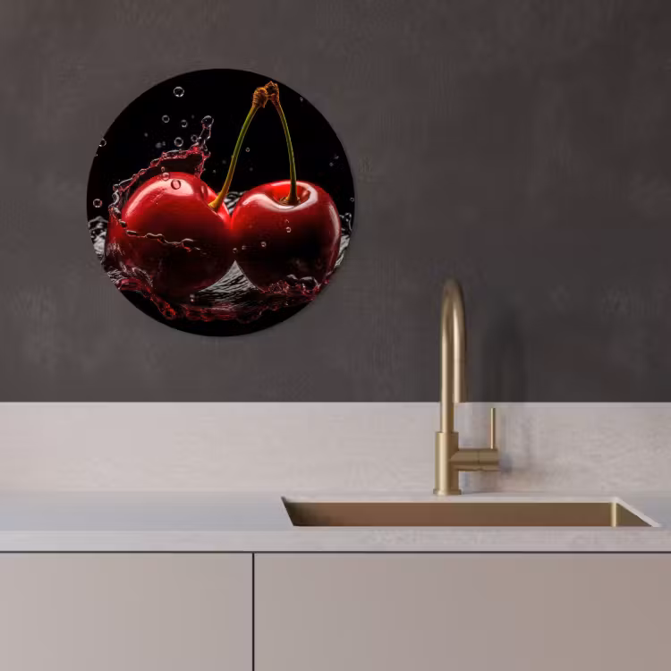 Runde Bilder - Kirsche - Rot - Frucht - Wasser - Schwarz — 3