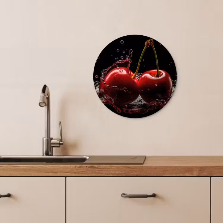 Runde Bilder - Kirsche - Rot - Frucht - Wasser - Schwarz — 4
