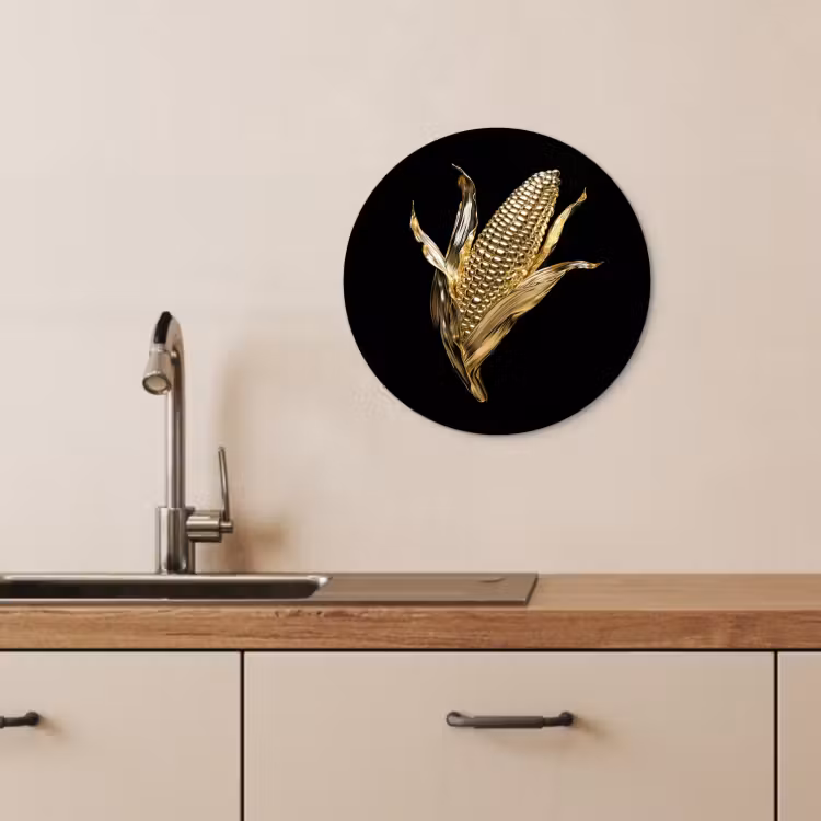 Runde Bilder - Mais - Lebensmittel - Gold - Schwarz — 4