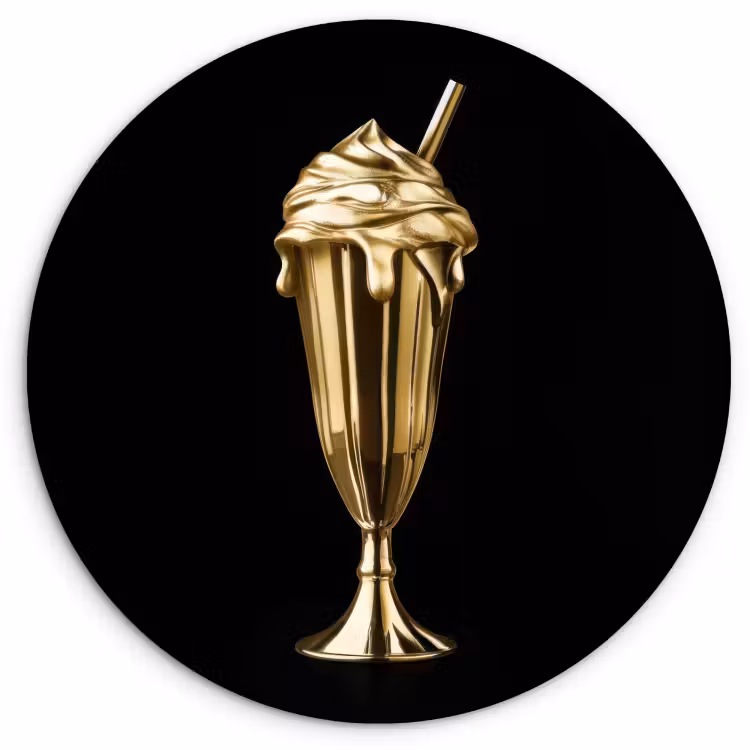 Runde Bilder - Milchshake - Gold - Trinkend - Schwarz — 2