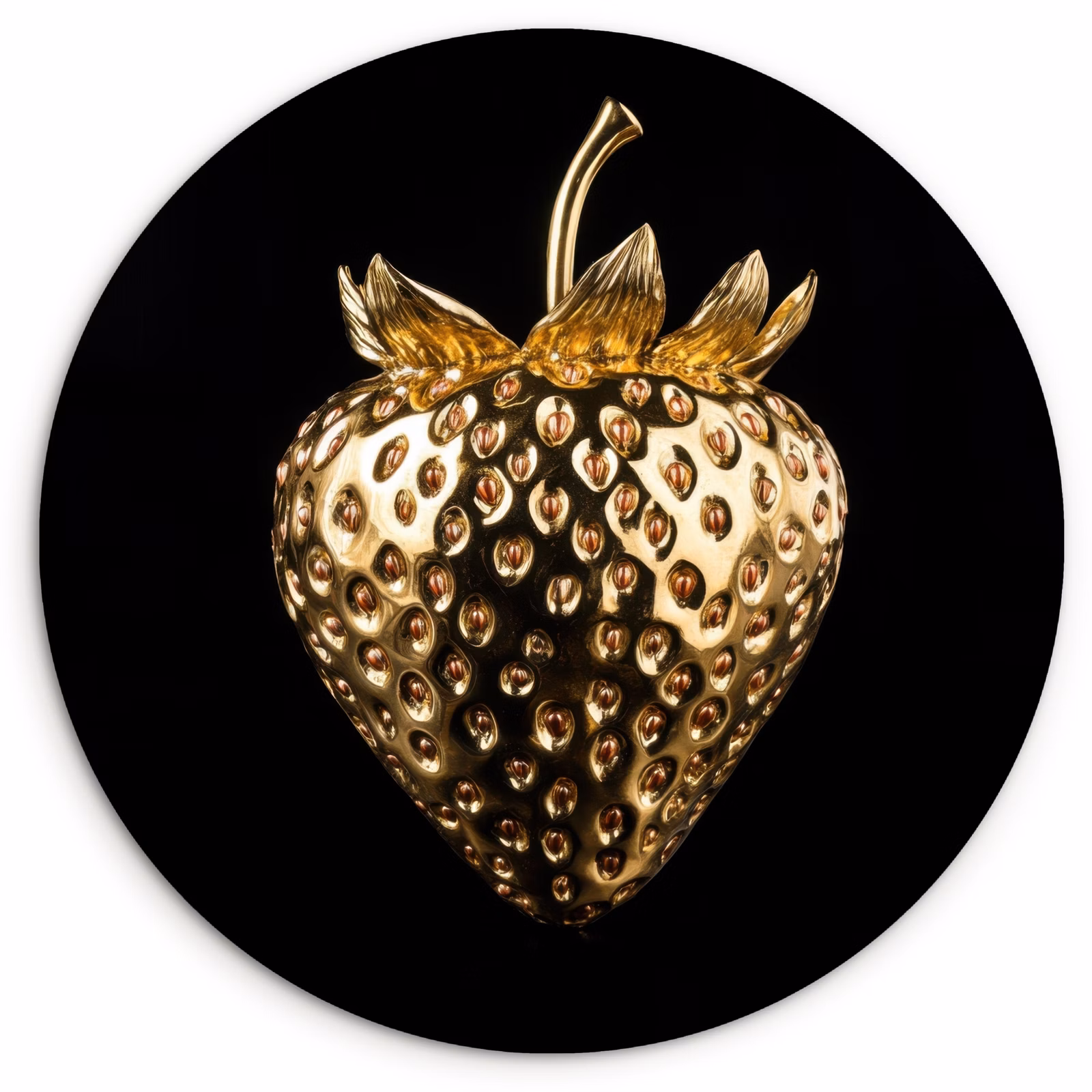 Runde Bilder - Erdbeere - Gold - Schwarz - Chrom — 1