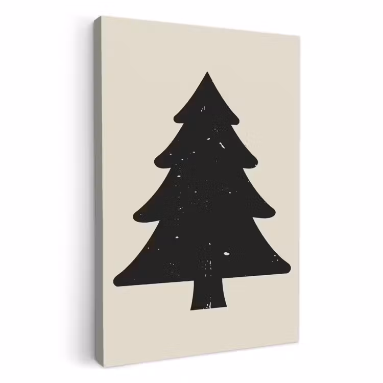 Leinwandbilder - Weihnachtsbaum - Schwarzer Weihnachtsbaum - Baum - Japandi — 1