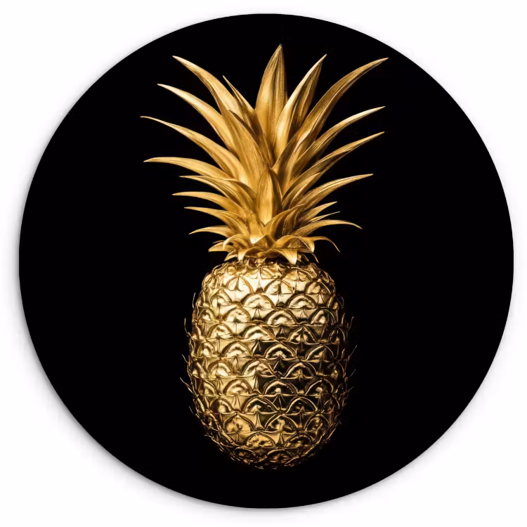Runde Bilder - Ananas - Schwarz - Gold - Luxus — 1