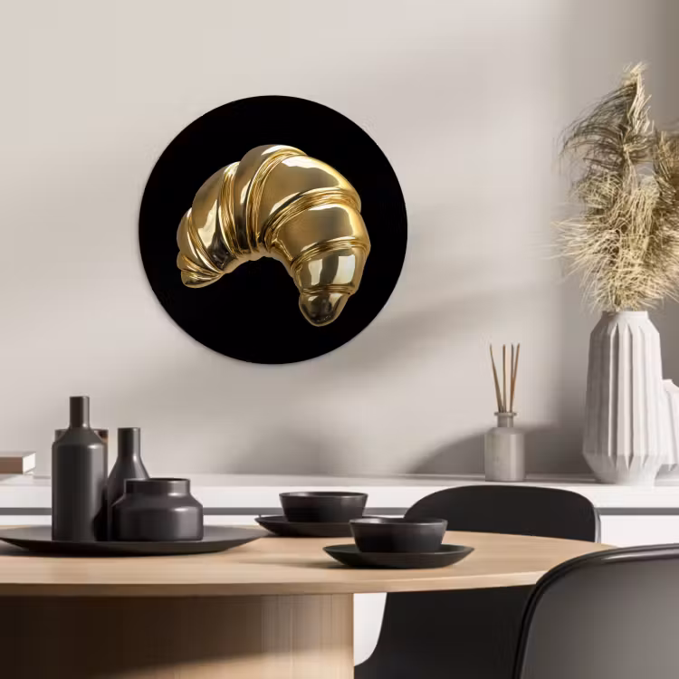 Runde Bilder - Croissant - Brot - Gold - Schwarz — 2