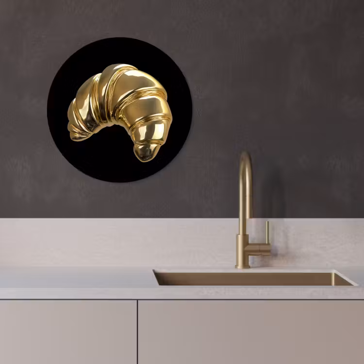 Runde Bilder - Croissant - Brot - Gold - Schwarz — 4