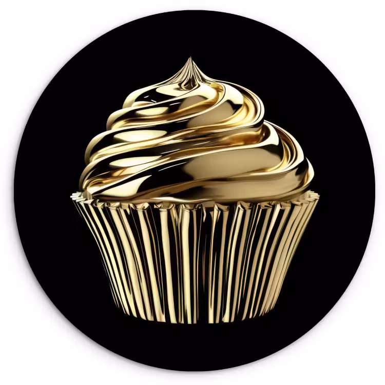 Runde Bilder - Cupcake - Lebensmittel - Gold - Schwarz — 2