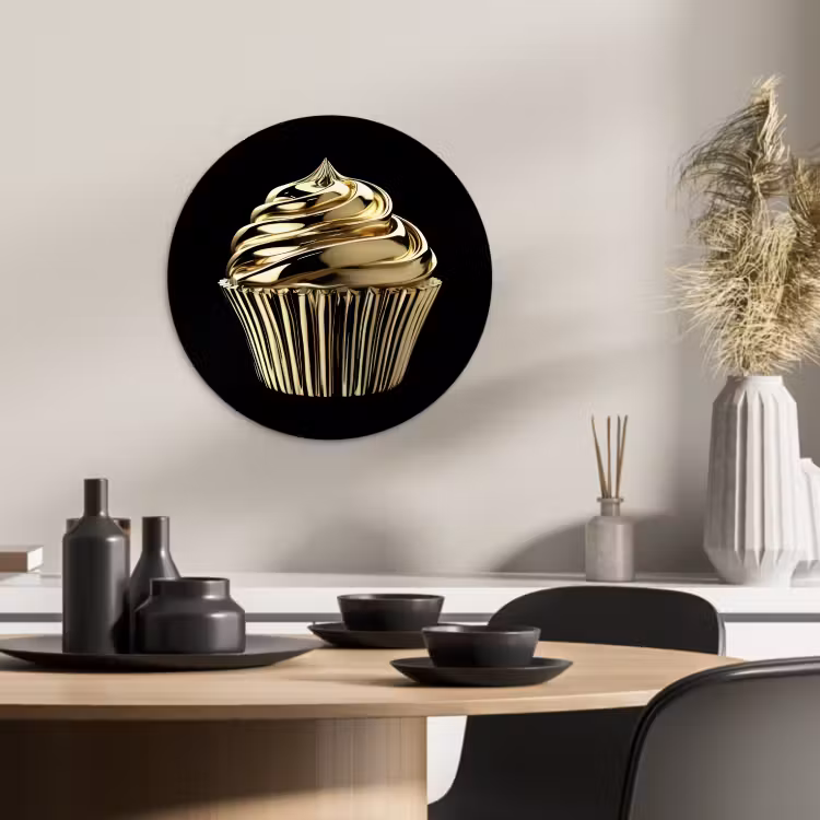 Runde Bilder - Cupcake - Lebensmittel - Gold - Schwarz — 3