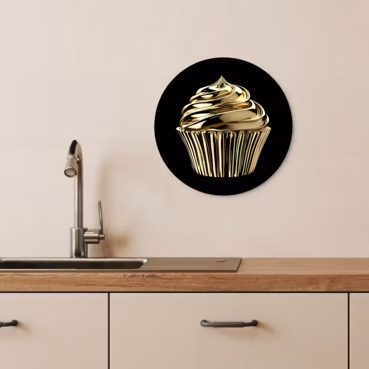 Runde Bilder - Cupcake - Lebensmittel - Gold - Schwarz — 4