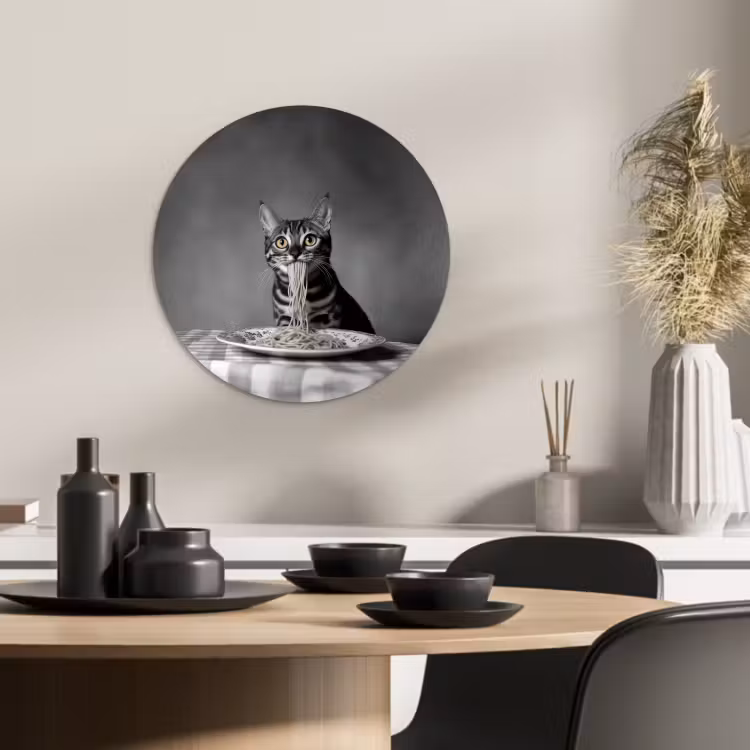 Runde Bilder - Bengalisch - Katze - Tischtuch - Schwarz - Weiß - Tier — 2
