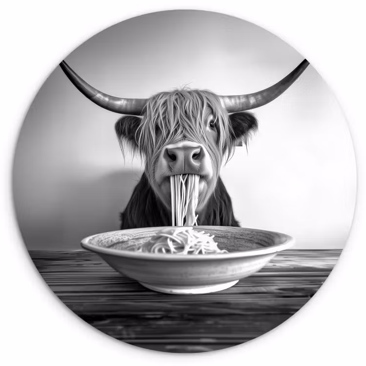 Runde Bilder - Schottischer Highlander - Spaghetti - Tiere - Schwarz und weiß — 3