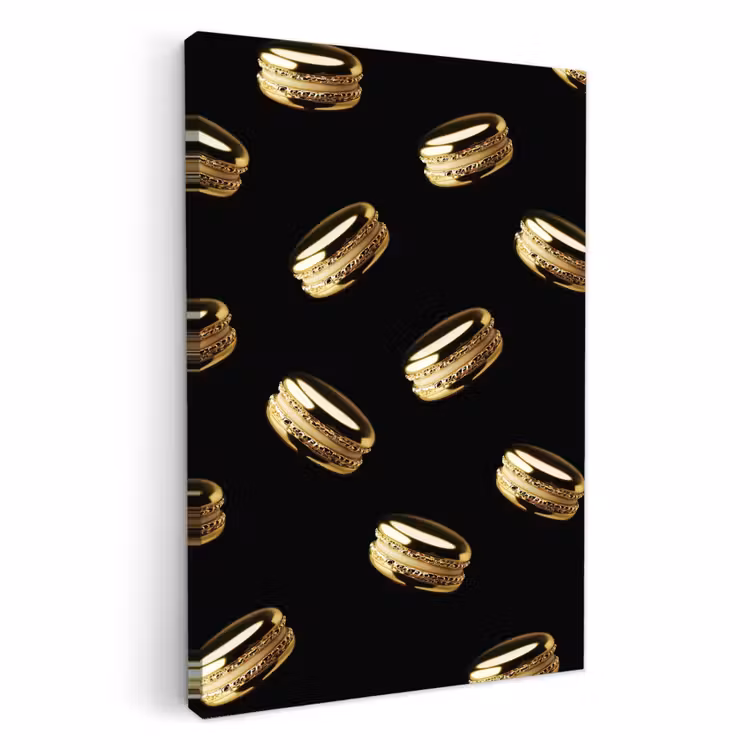 Leinwandbilder - Makronen - Muster - Gold - Schwarz — 1