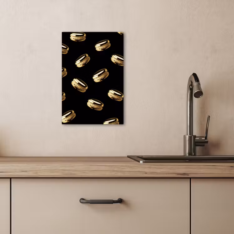 Leinwandbilder - Makronen - Muster - Gold - Schwarz — 2