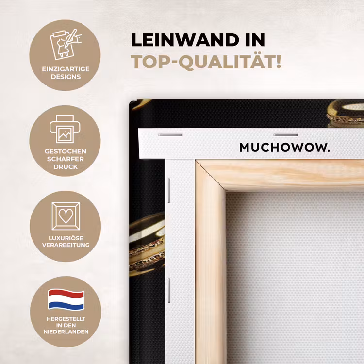 Leinwandbilder - Makronen - Muster - Gold - Schwarz — 5