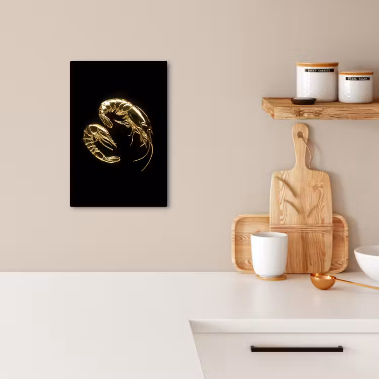 Leinwandbilder - Shrimps - Schwarz - Gold - Tiere — 3