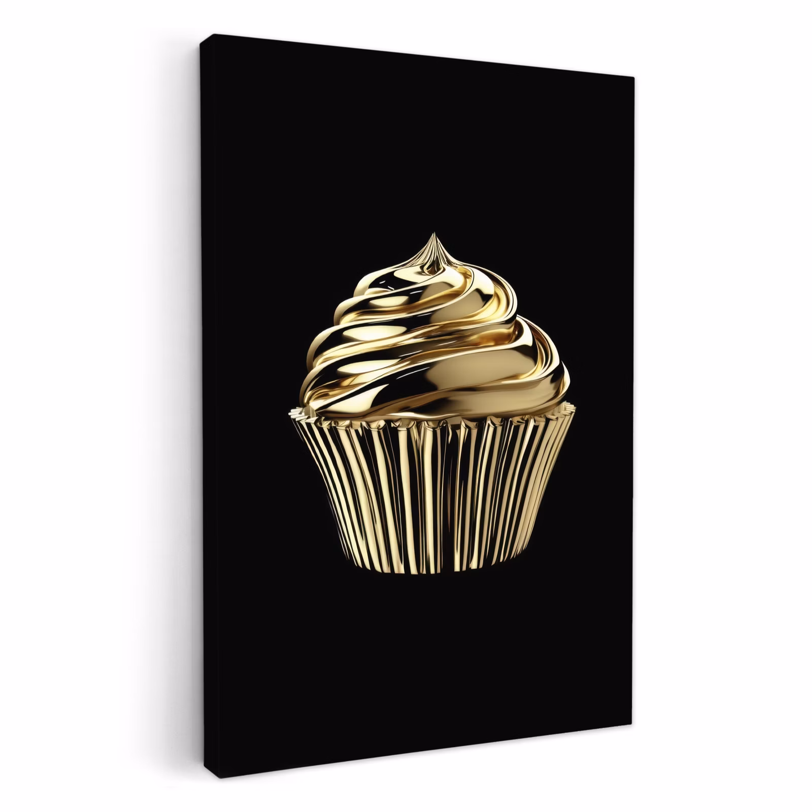 Leinwandbilder - Cupcake - Lebensmittel - Gold - Schwarz — 1
