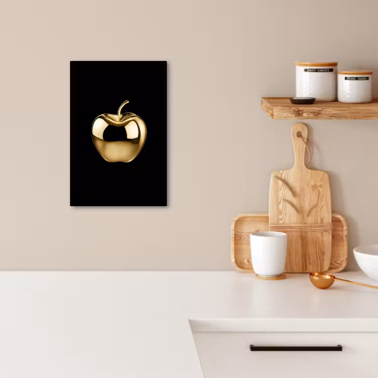 Leinwandbilder - Apfel - Gold - Chrom - Schwarz — 3