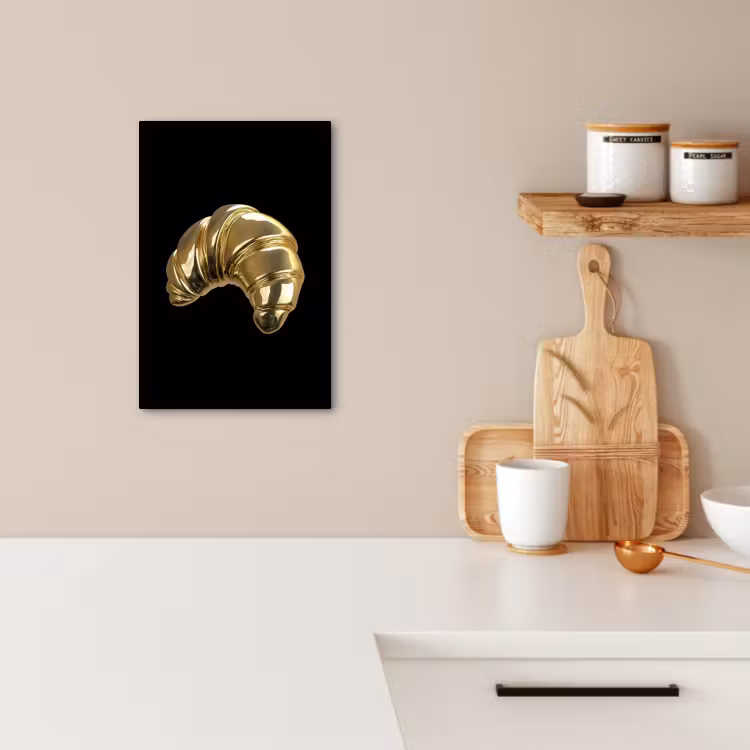 Leinwandbilder - Croissant - Brot - Gold - Schwarz — 3