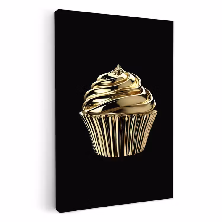 Leinwandbilder - Cupcake - Lebensmittel - Gold - Schwarz — 1