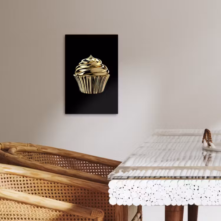 Leinwandbilder - Cupcake - Lebensmittel - Gold - Schwarz — 4