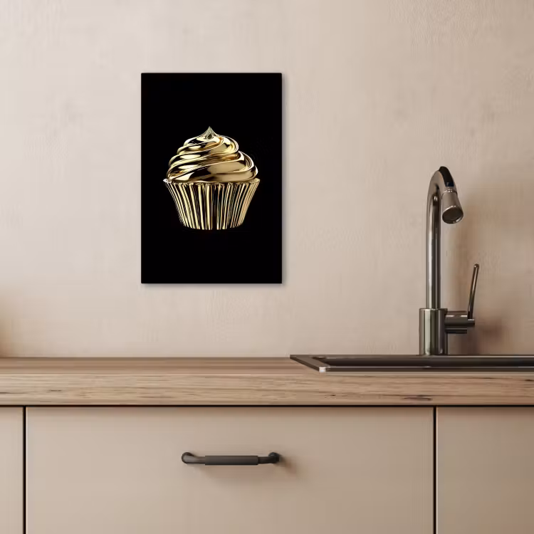 Leinwandbilder - Cupcake - Lebensmittel - Gold - Schwarz — 5