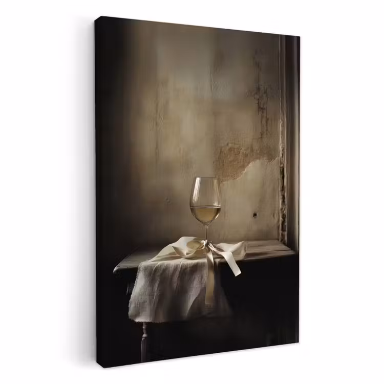 Leinwandbilder - Schleife - Beige - Weiß - Wein — 2