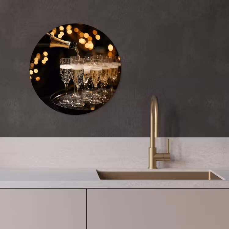 Runde Bilder - Lichter - Champagner - Tablett - Gläser — 1
