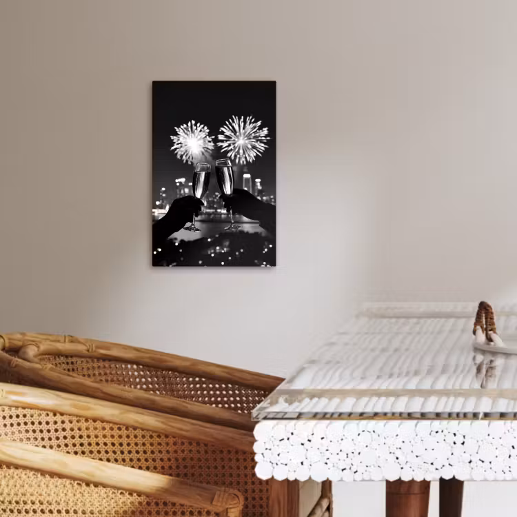 Leinwandbilder - Feuerwerk - Prost - Skyline - Champagner — 1
