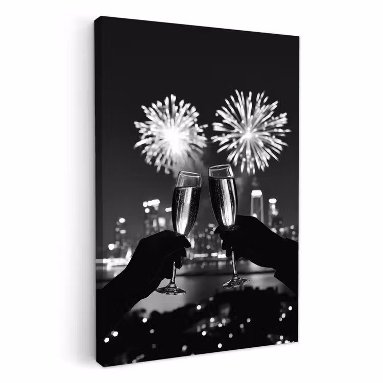 Leinwandbilder - Feuerwerk - Prost - Skyline - Champagner — 2