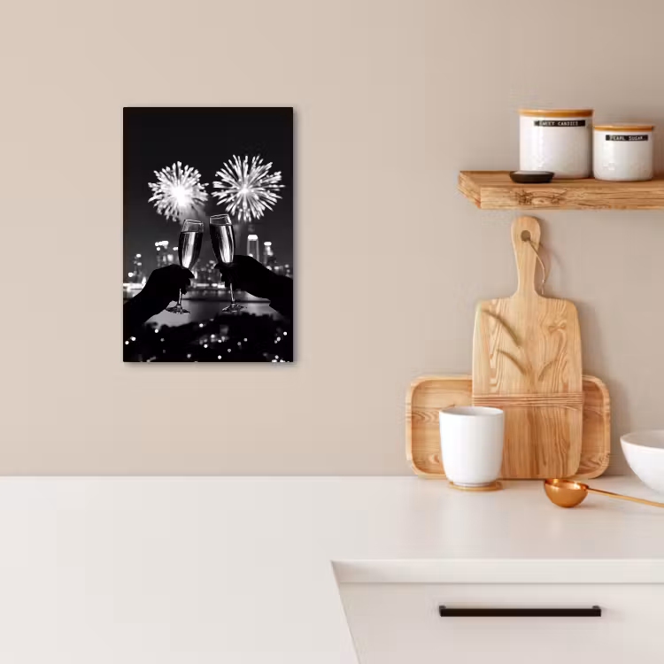 Leinwandbilder - Feuerwerk - Prost - Skyline - Champagner — 3