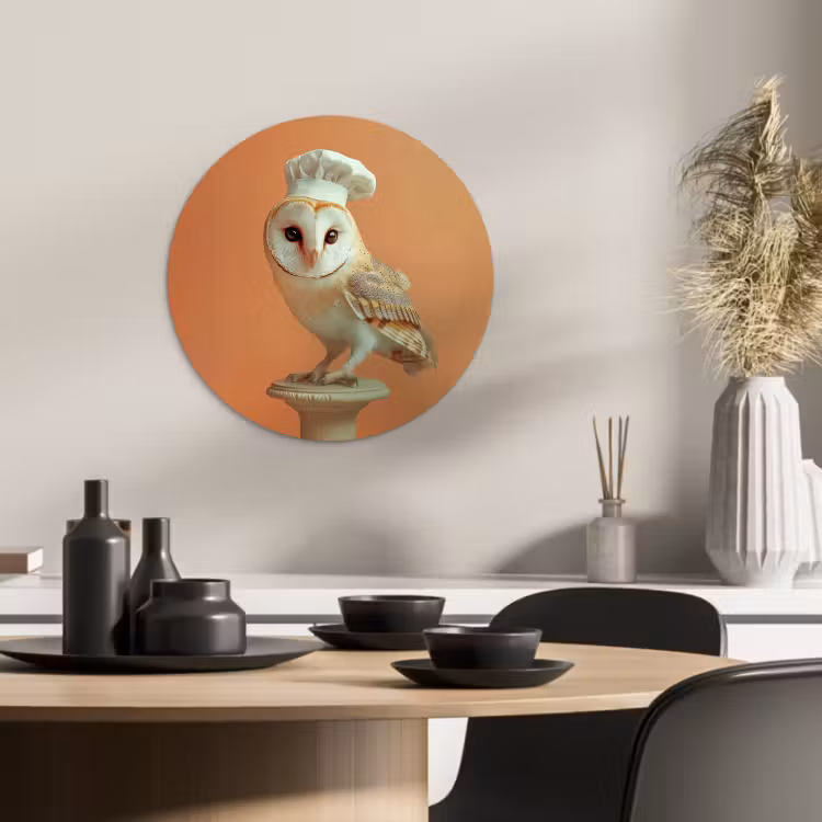 Runde Bilder - Schleiereule - Kochmütze - Orange - Vogel — 2