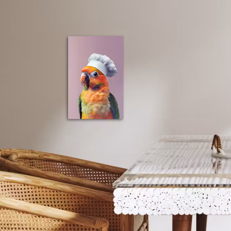 KitchenYeah - Küche - Leinwand - Papagei - Kochmütze - Neugierig - Vogel — 2