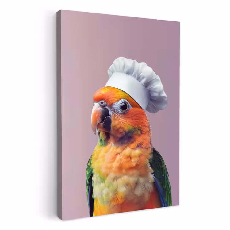 KitchenYeah - Küche - Leinwand - Papagei - Kochmütze - Neugierig - Vogel — 4