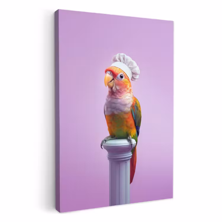 KitchenYeah - Küche - Leinwand - Papagei - Kochmütze - Säule - Vogel — 1