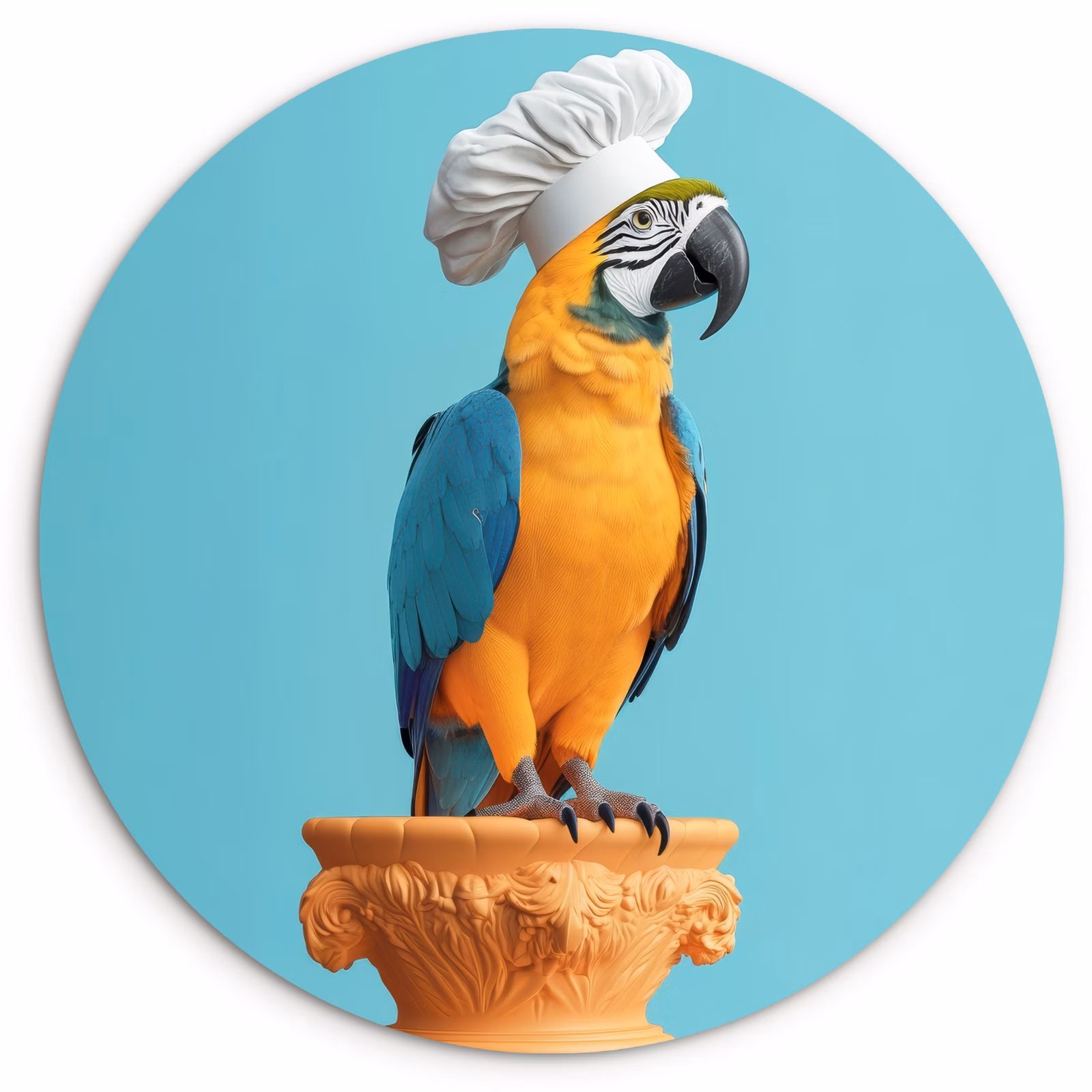 Runde Bilder - Papagei - Kochmütze - Lustig - Vogel — 1