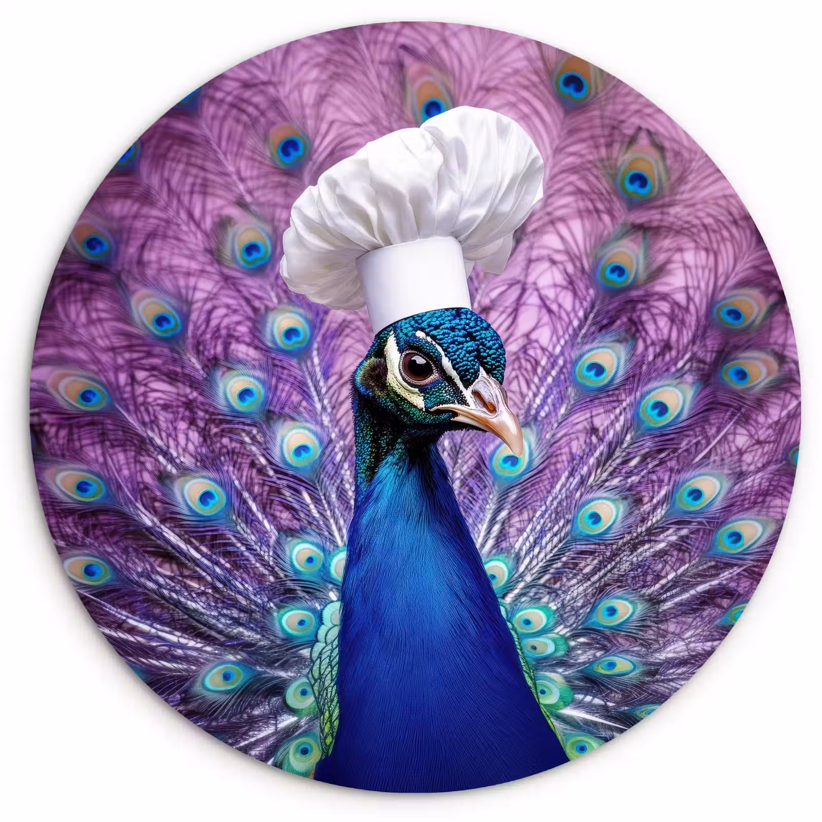 Runde Bilder - Pfau - Kochmütze - Cool - Lila — 1