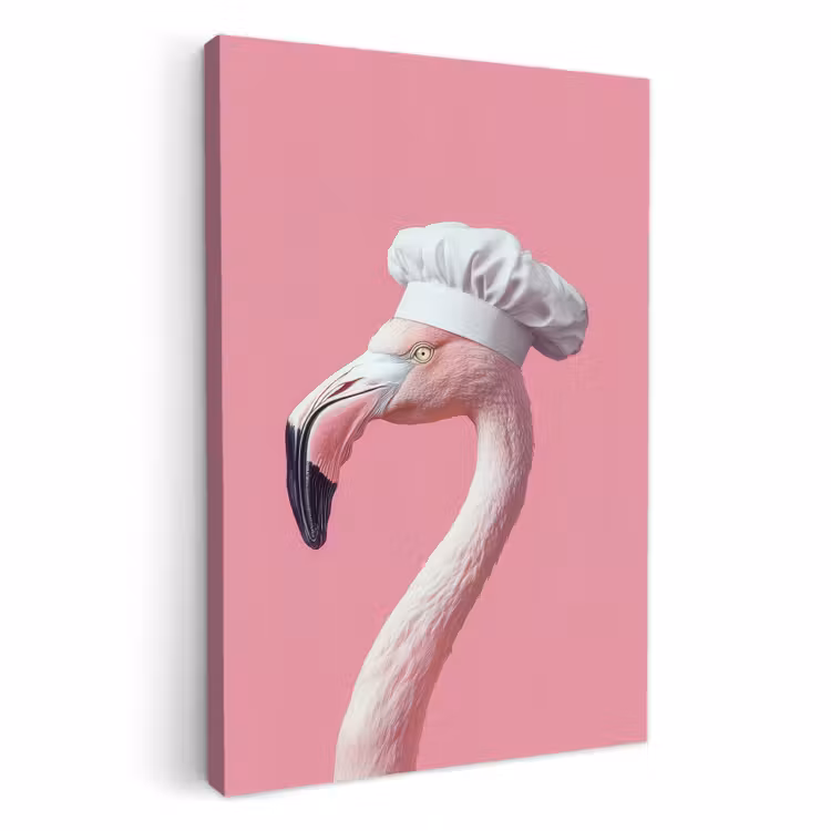 KitchenYeah - Küche - Leinwand - Flamingo - Rosa - Kochmütze - Vogel — 2