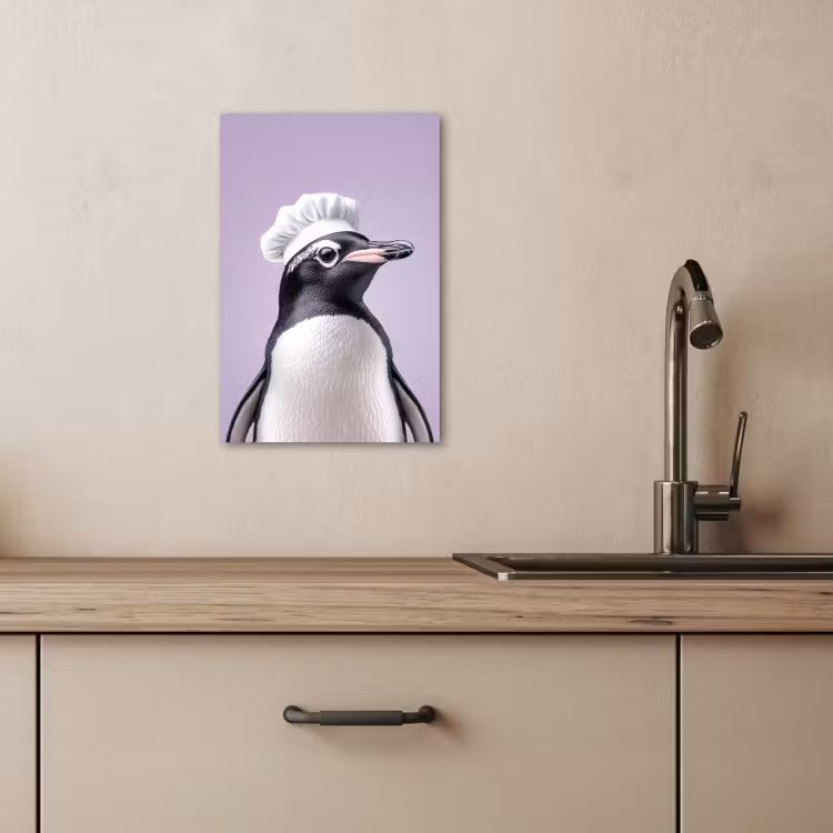 KitchenYeah - Küche - Leinwand - Pinguin - Kochmütze - Lieb - Lila — 1